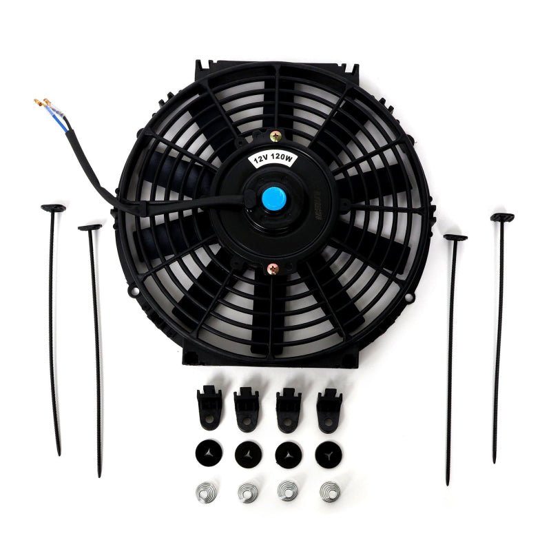 BLOX Racing Electric Slim Fan - 12in 120W - Straight Blade Black - V2 - BattleBorn SpeedShop