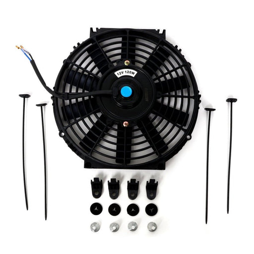 BLOX Racing Electric Slim Fan - 12in 120W - Straight Blade Black - V2 - BattleBorn SpeedShop