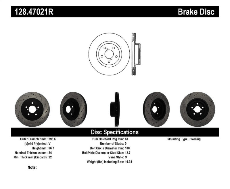 Rotor de freno deportivo perforado StopTech