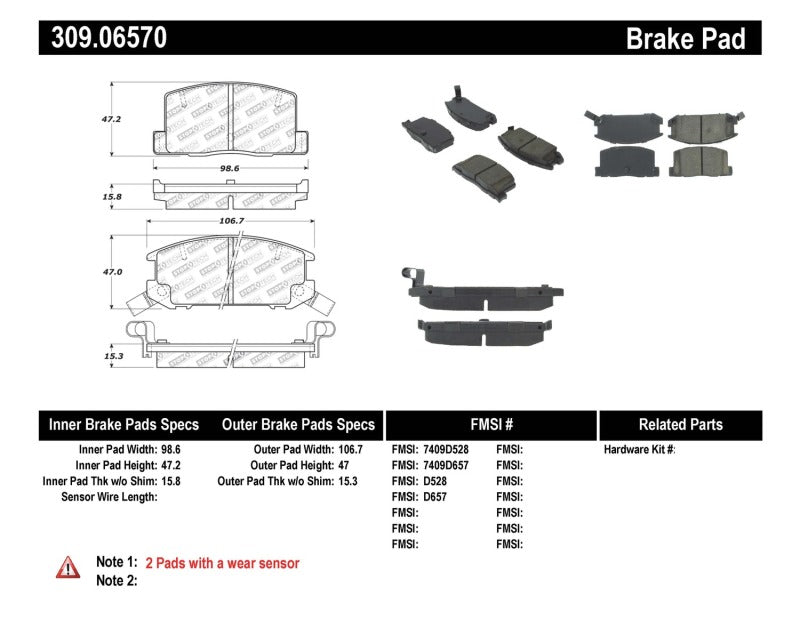 Pastillas de freno traseras StopTech Performance 1/90-95/00-05 para Toyota MR2/Spyder