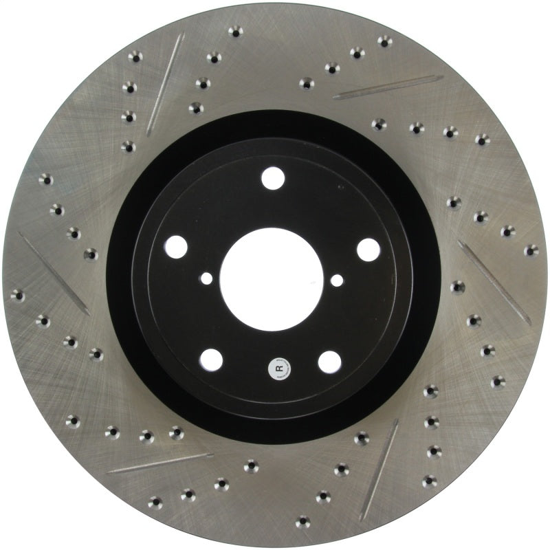 Rotor delantero derecho ranurado y perforado StopTech 05-10 Subaru Impreza WRX/STi