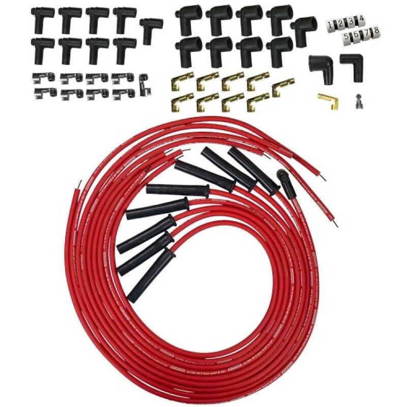 Moroso Universal HEI/Non - HEI Style Caps Ultra 40 8mm Multi - Angle Boot Spark Plug Wire Set - Red - BattleBorn SpeedShop