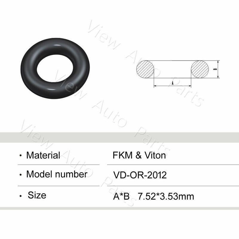 50 piezas de junta tórica de Viton para kit de reparación de inyector de combustible ASNU08C de 7,52 x 3,53 mm