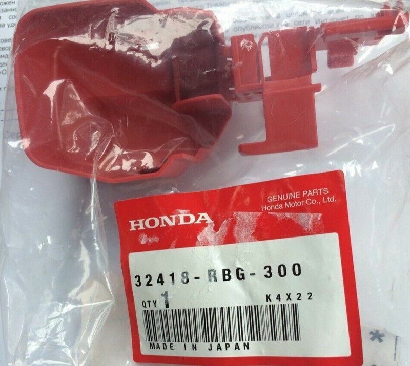 Cubierta de terminal de cable de batería Honda original, positiva, roja, OEM 32418-RBG-300, NUEVA
