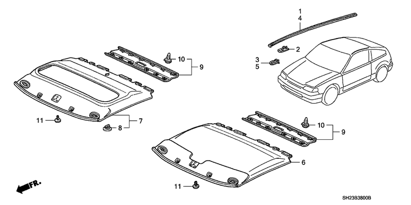NUEVO Juego de molduras de techo OEM para Honda CRX 88-91, para conductor y pasajero
