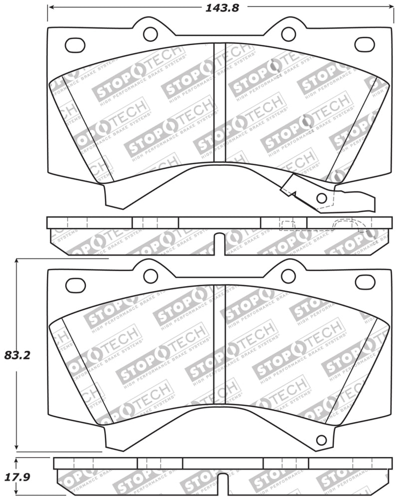 Pastillas de freno delanteras de alto rendimiento StopTech 13-18 para Toyota Land Cruiser