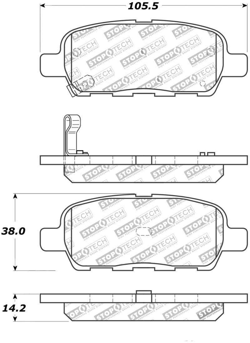 Pastillas de freno traseras StopTech Street Touring 6/02-08 350z / 01-08 G35