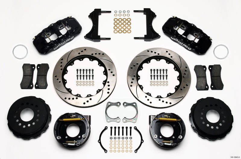 Wilwood AERO4 Rear P - Brake Kit 14.00in Drilled Chevy 12 Bolt w/ C - Clips - BattleBorn SpeedShop