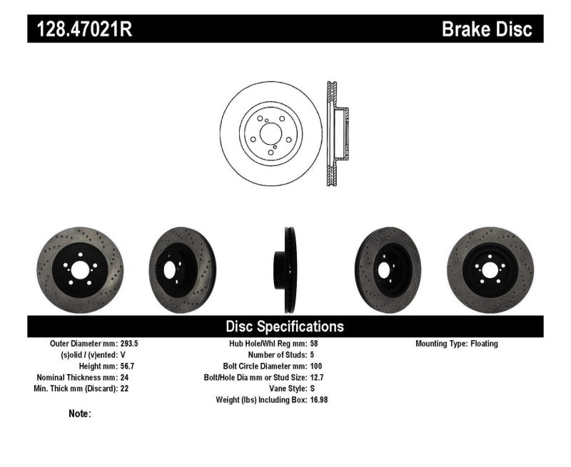Rotor de freno deportivo perforado StopTech