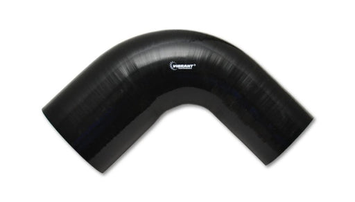 Vibrant 2.5in ID x 3.5in ID x 4in Long Gloss Black Silicone 90 Degree Transition Elbow - BattleBorn SpeedShop