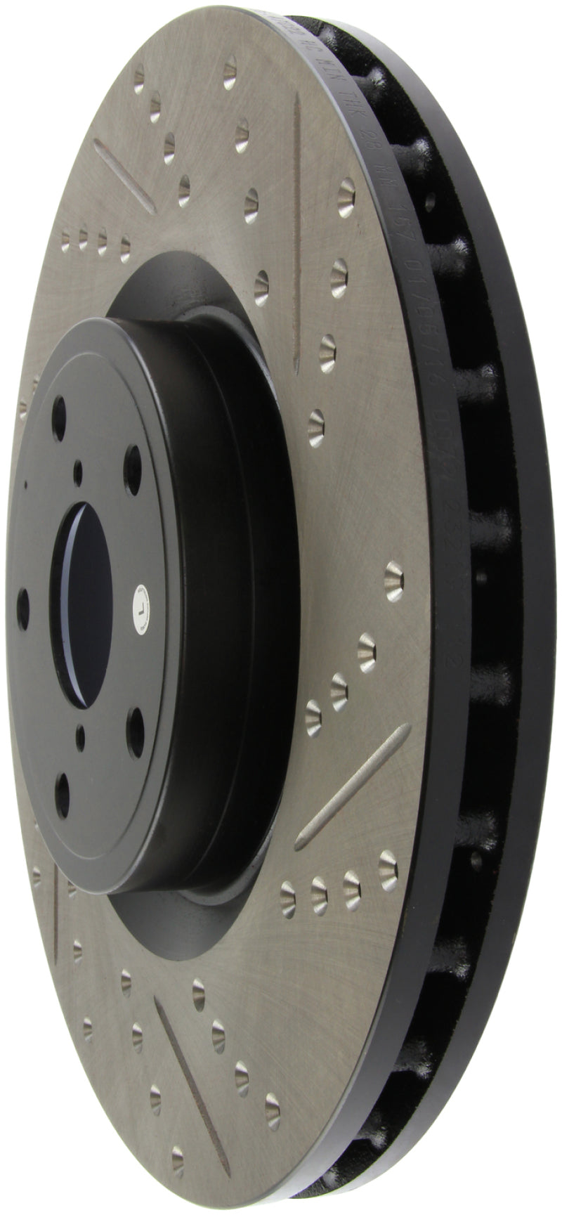 Rotor delantero izquierdo ranurado y perforado StopTech 05-10 Subaru Impreza WRX/STi