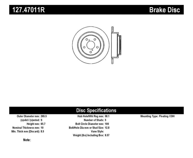 Rotor trasero derecho ranurado y perforado StopTech 05-06 Saab 9-2X AWD / 02-05 Impreza WRX / 02 WRX STi