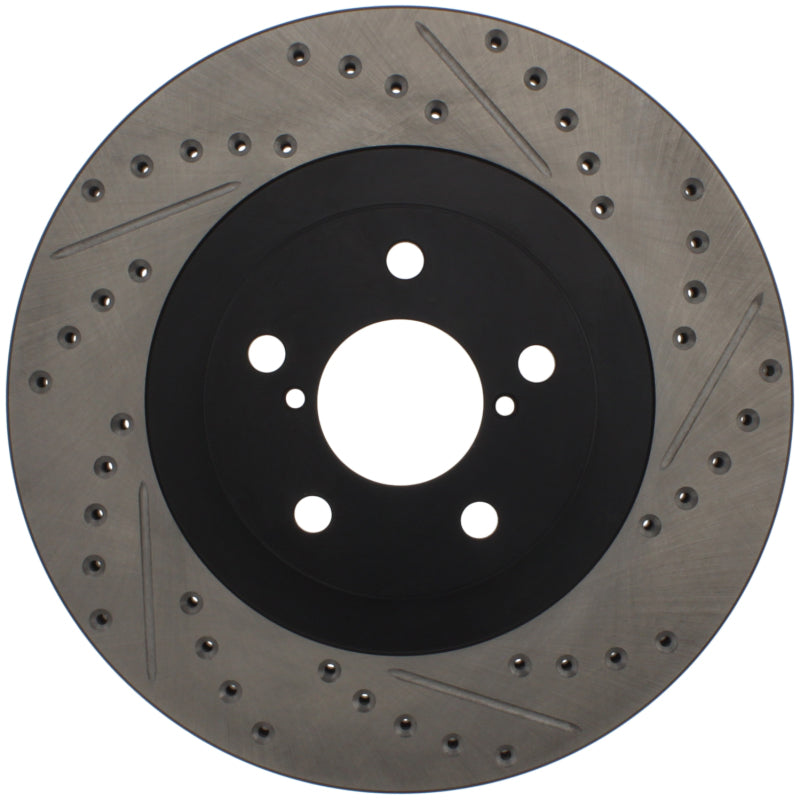 Rotor delantero derecho ranurado y perforado StopTech 02-10 Subaru WRX (excepto STi)