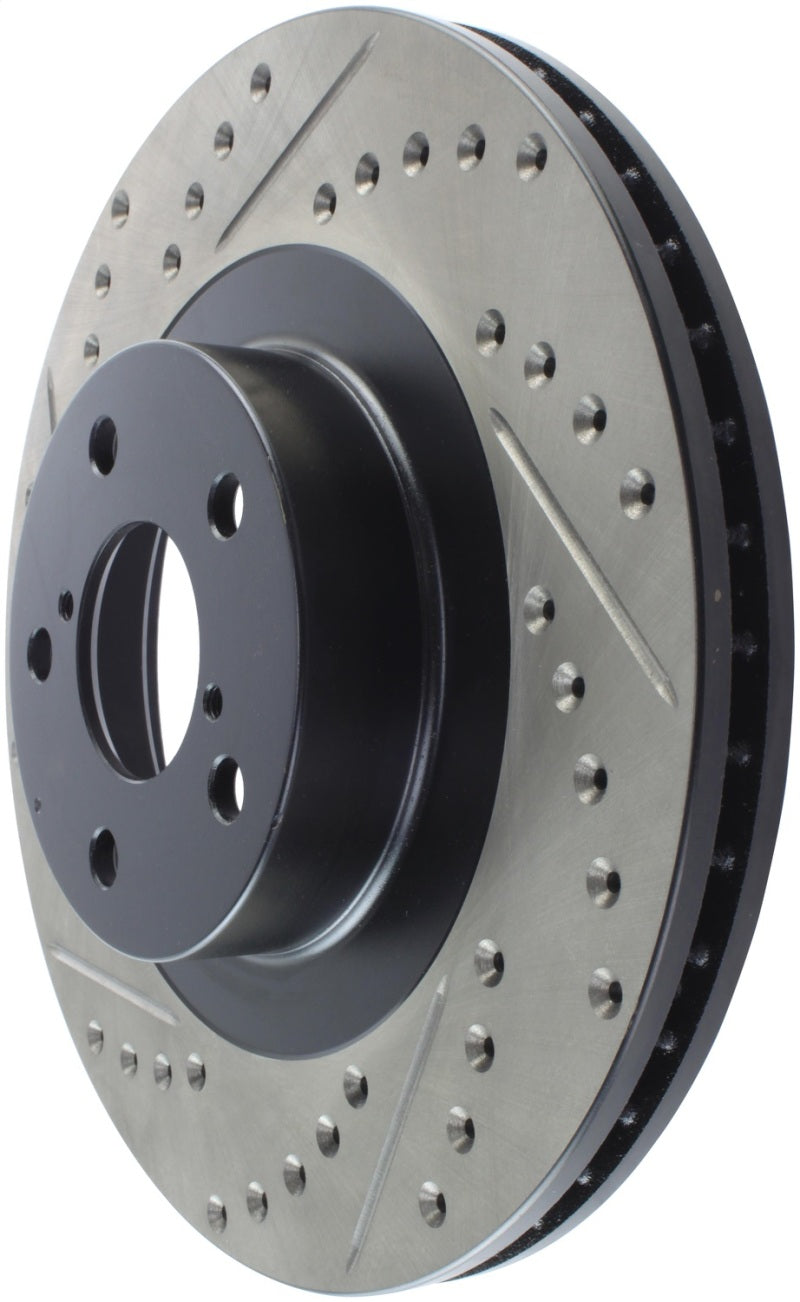 Rotor delantero derecho ranurado y perforado StopTech 02-10 Subaru WRX (excepto STi)