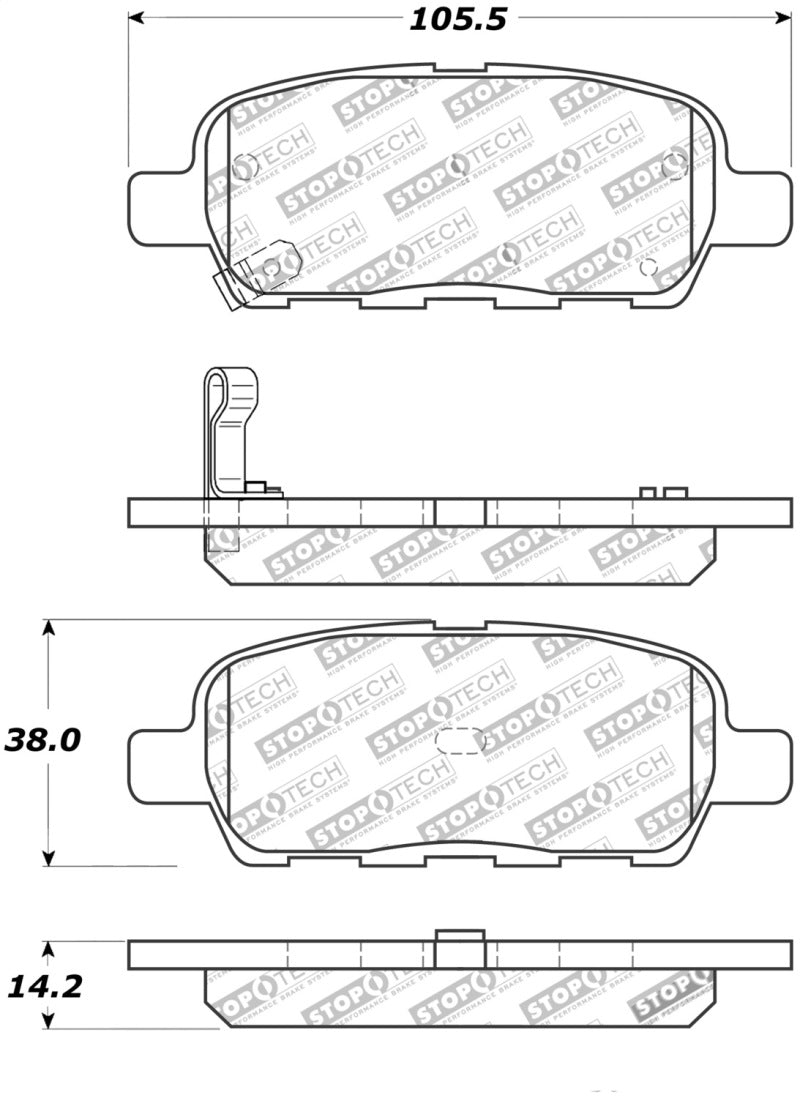 Pastillas de freno traseras StopTech Street Touring 6/02-08 350z / 01-08 G35