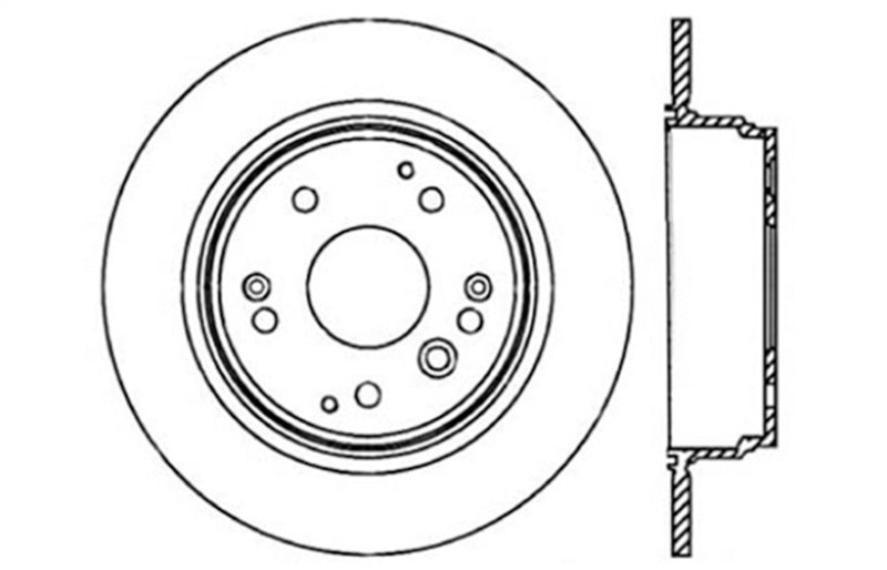 Rotor trasero derecho ranurado y perforado StopTech 04-08 Acura TL / 03-09 Honda Element