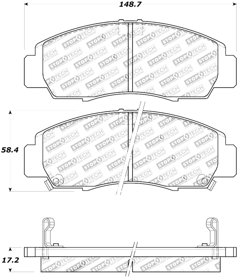 Pastillas de freno delanteras StopTech Street Touring 04-09 Acura TSX / 09 Accord V6 Coupe SOLAMENTE