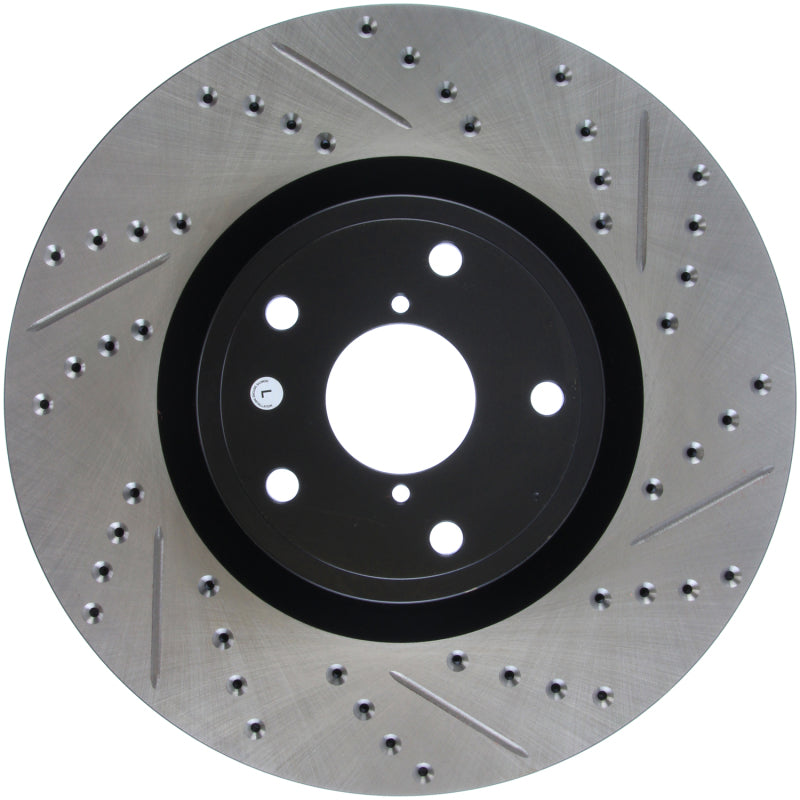 Rotor delantero izquierdo ranurado y perforado StopTech 05-10 Subaru Impreza WRX/STi