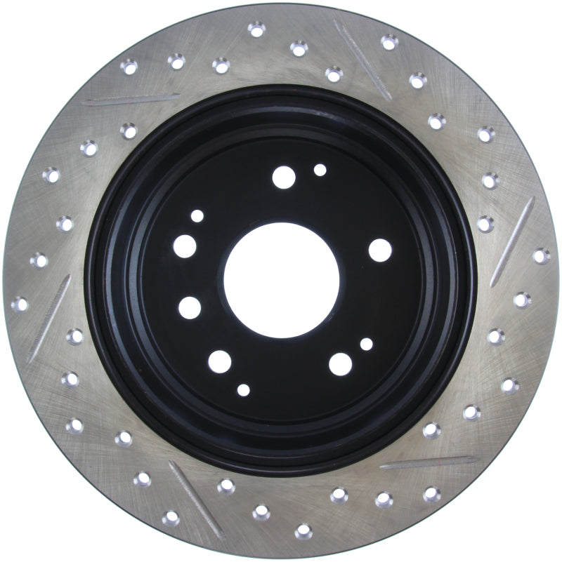 Rotor trasero derecho ranurado y perforado StopTech 04-08 Acura TL / 03-09 Honda Element