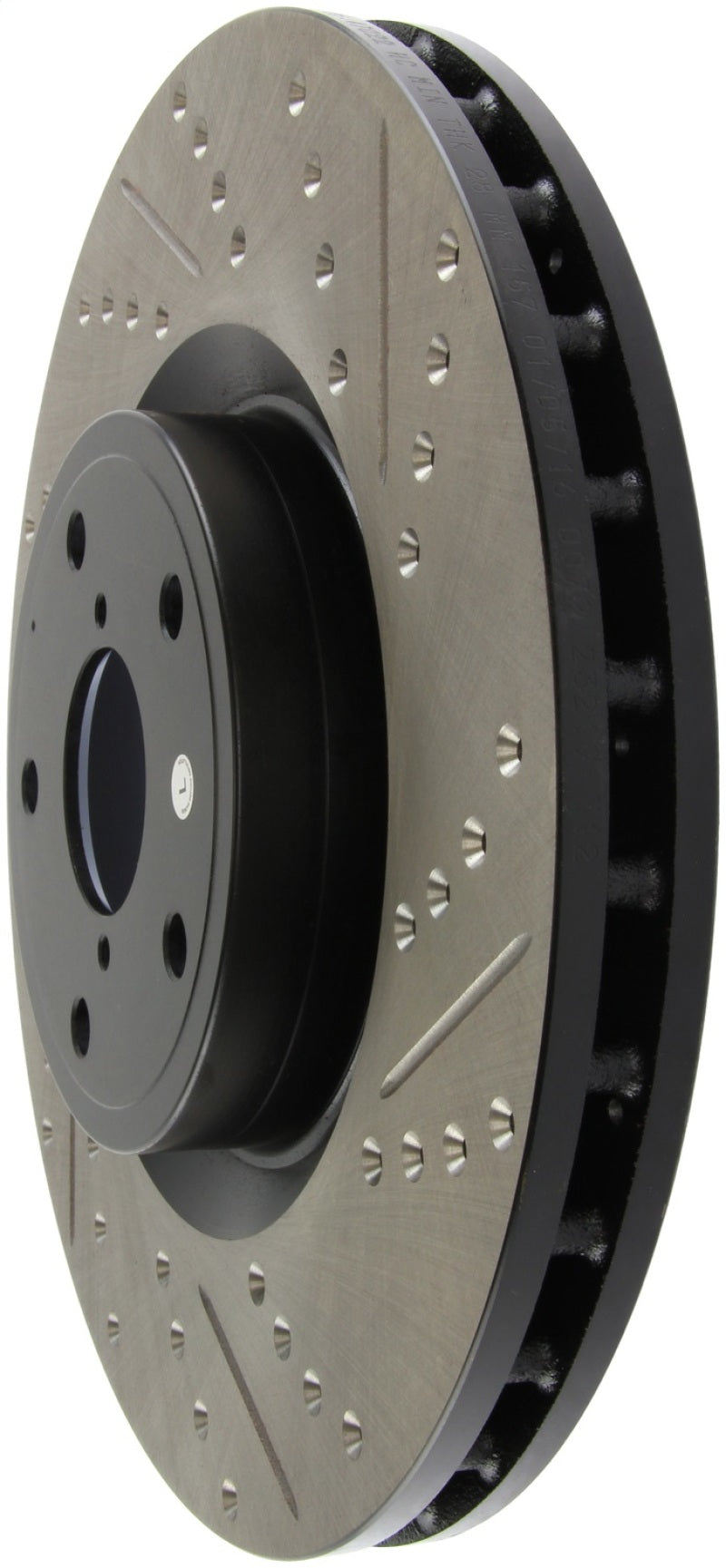 Rotor delantero izquierdo ranurado y perforado StopTech 05-10 Subaru Impreza WRX/STi