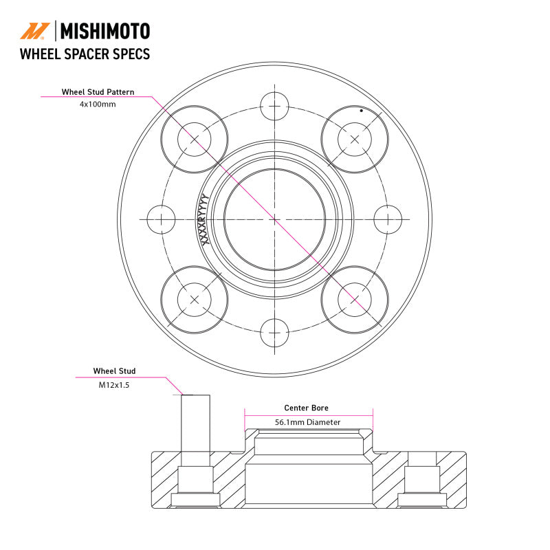 Mishimoto Wheel Spacers - 5x114.3 - 66.1 - 25 - M12 - Black - BattleBorn SpeedShop