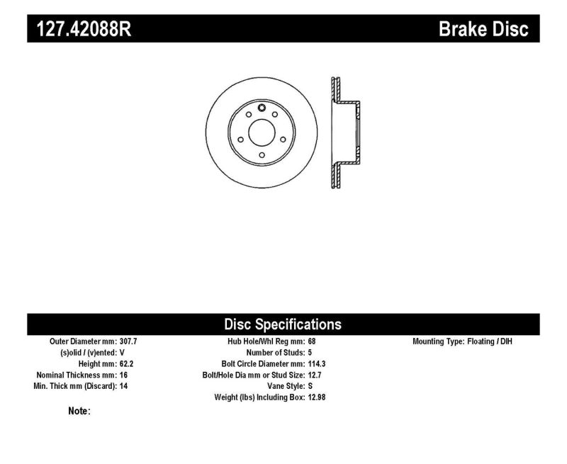 Rotor trasero derecho ranurado y perforado StopTech 06-07 350Z / 05-07 G35 / 06-07 G35X SportStop
