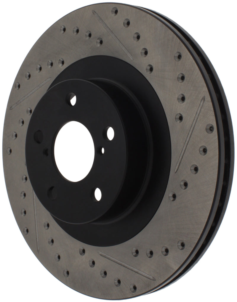 Rotor delantero derecho ranurado y perforado StopTech 02-10 Subaru WRX (excepto STi)